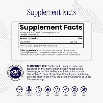 Rho Nutrition Liposomal Glutathione - Ultra High Absorption Liquid Glutathione Supplement - Supports Natural Detoxification, Immune System, Skin Health, Mental Clarity & Overall